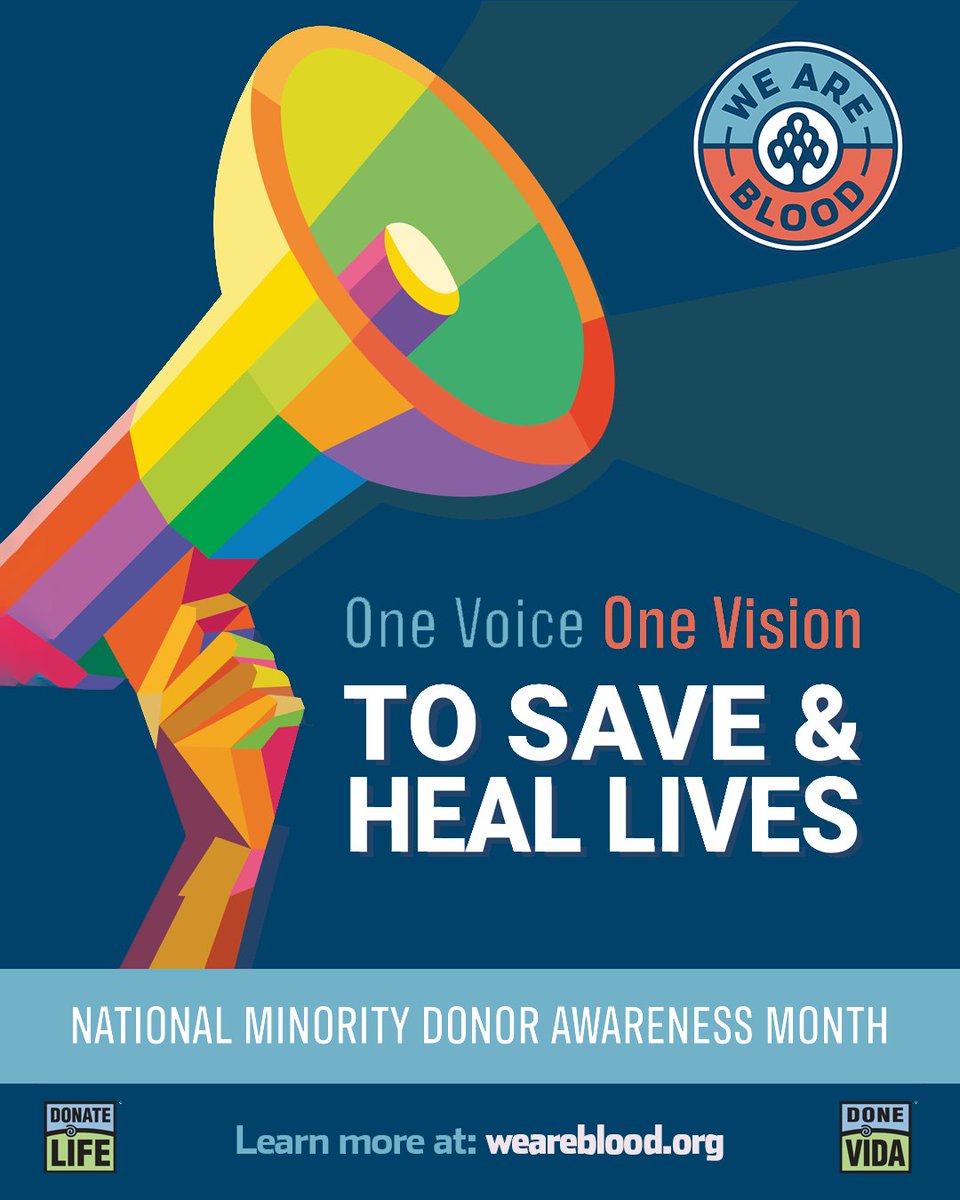 This August, we celebrate National Minority Donor Awareness Month. Over 50% of individuals in communities of color have type O blood, making representation essential for better matches and outcomes.

Your donation can change a life. Learn more at weareblood.org/blog.