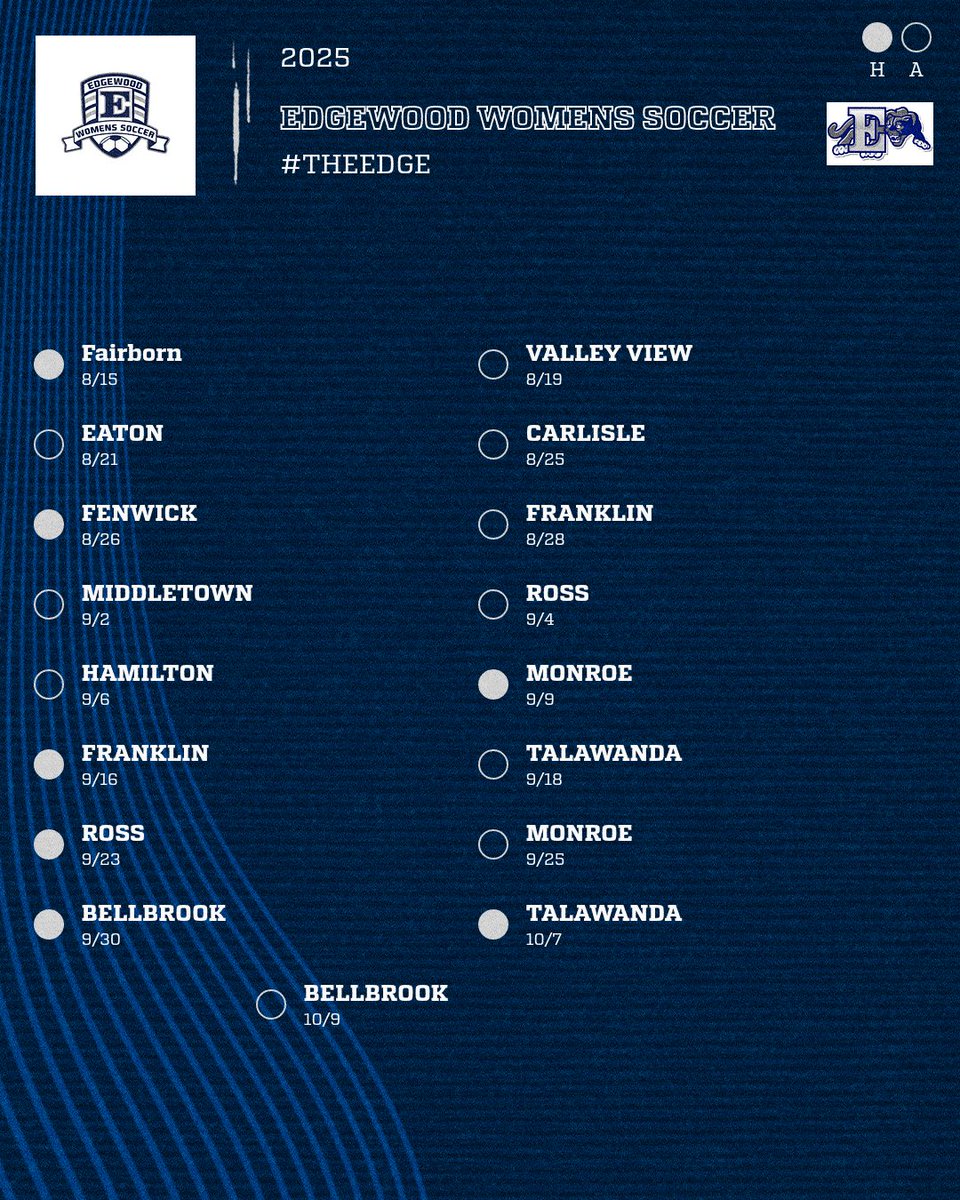 New season, new opportunities. Check out the 2025 schedule for Edgewood Women's Soccer. Looking forward to seeing our amazing fans in the stands! #THEEDGE <a href="/SWBLSPORTS/">Southwestern Buckeye League</a> @SWOSPORTDAILY @THEREPORTOHIO @EDGEWOODATHLET1 @EDGEWOODBANDS