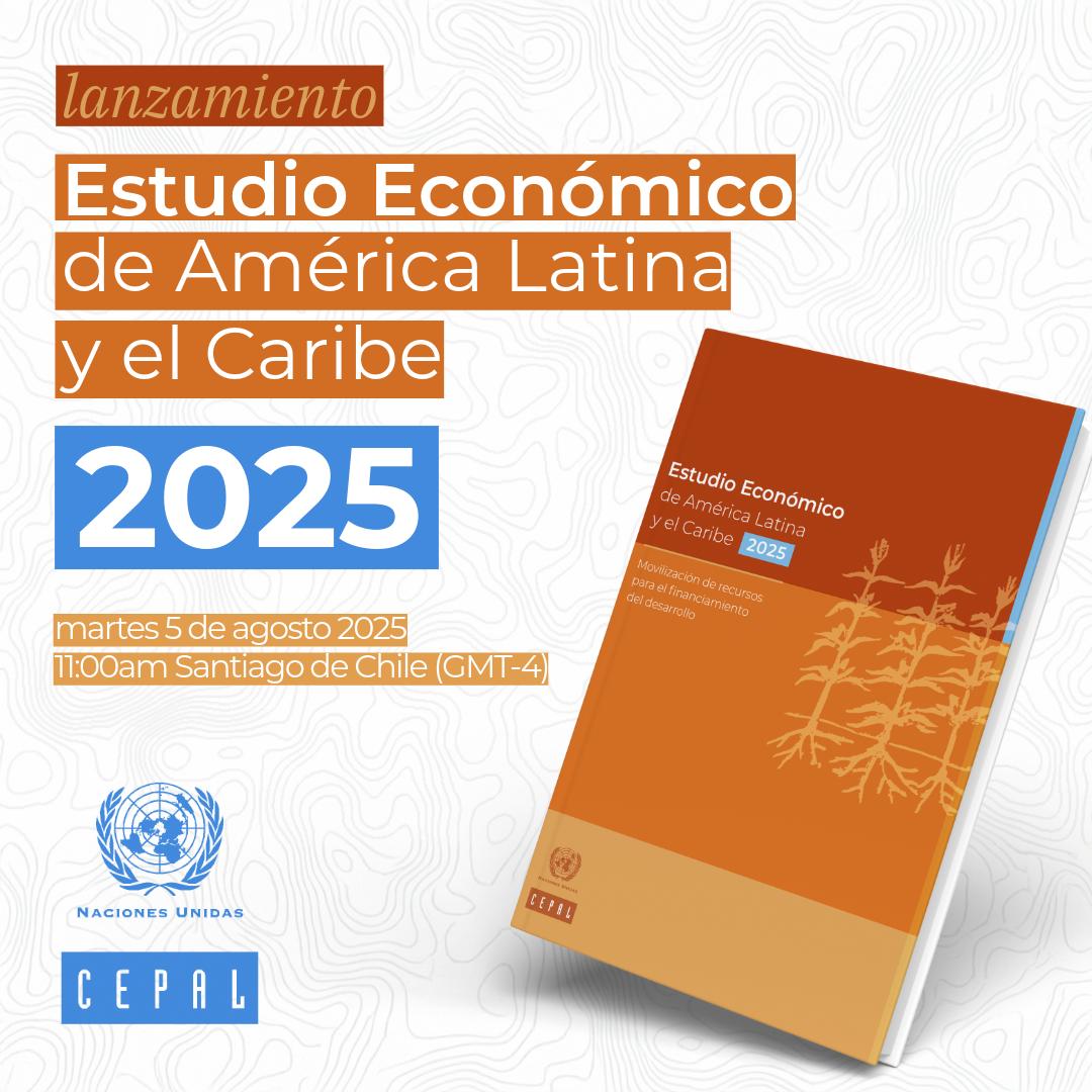 📌 ES HOY
La #CEPAL lanzará a las 11:00 AM de Chile (GMT -4) nuevas proyecciones de crecimiento para los países de la región en 2025 y 2026 📊. 
Sigue todos los detalles de la presentación del informe anual #𝑬𝒔𝒕𝒖𝒅𝒊𝒐𝑬𝒄𝒐𝒏𝒐́𝒎𝒊𝒄𝒐 𝒅𝒆 #𝑨𝒎𝒆́𝒓𝒊𝒄𝒂𝑳𝒂𝒕𝒊𝒏𝒂 𝒚