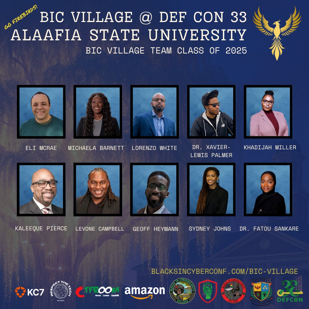🏴‍☠️ Meet the team! #DEFCON33 📓

✨️ Meet the team behind the magic of BIC Village — where innovation and community come together!

blacksincyberconf.com/bic-village

#AlaafiaState #BlacksInCyber #BICVillage #BIC_Village #HBCUCyber