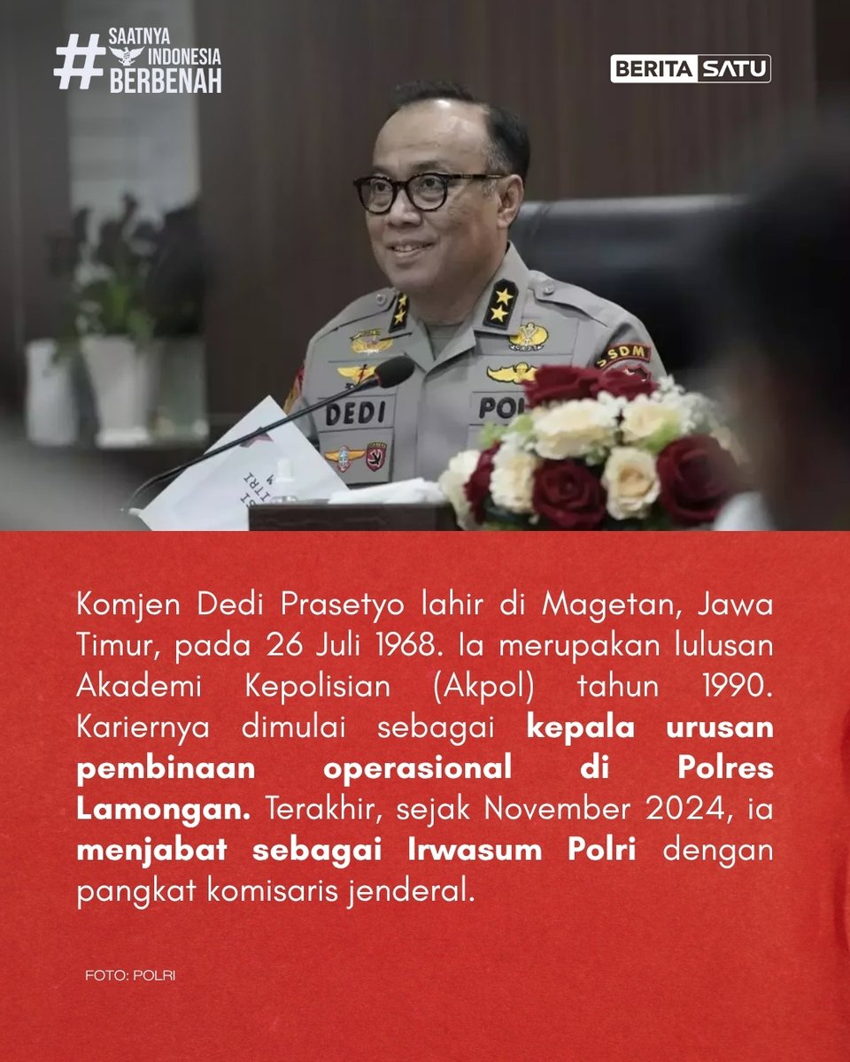 Kapolri Jenderal Listyo Sigit Prabowo resmi mengangkat Komjen Dedi Prasetyo menjadi Wakapolri menggantikan Komjen Ahmad Dofiri. Hal itu tertuang dalam surat telegram Nomor:ST/1764/VIII/KEP./2025, per tanggal 5 Agustus 2025.
.
Update berita selengkapnya di BeritaSatu TV,