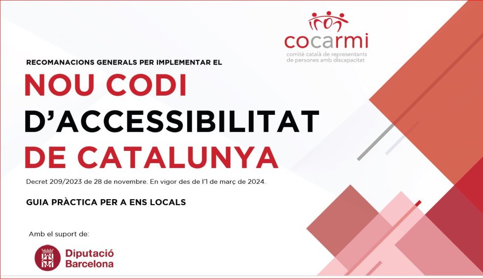 🟢 <a href="/cocarmi/">Cocarmi</a> publica una guia per aplicar el nou Codi d'#Accessibilitat de Catalunya.

Inclou condicions d'accessibilitat física, sensorial i cognitiva, un distintiu de qualitat i recorda els deures dels ens locals.

🔗Llegeix-ne més a: bit.ly/4fb9T9g