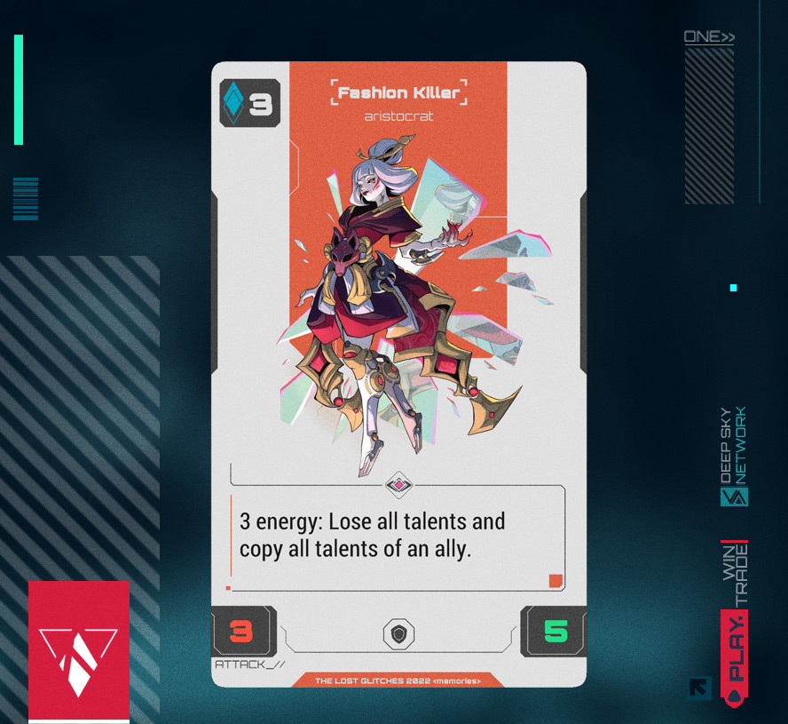 Meet Fashion Killer, the mask that fits any role. Spend 3 energy to mirror an ally’s talents, turning their style into a lethal ensemble.