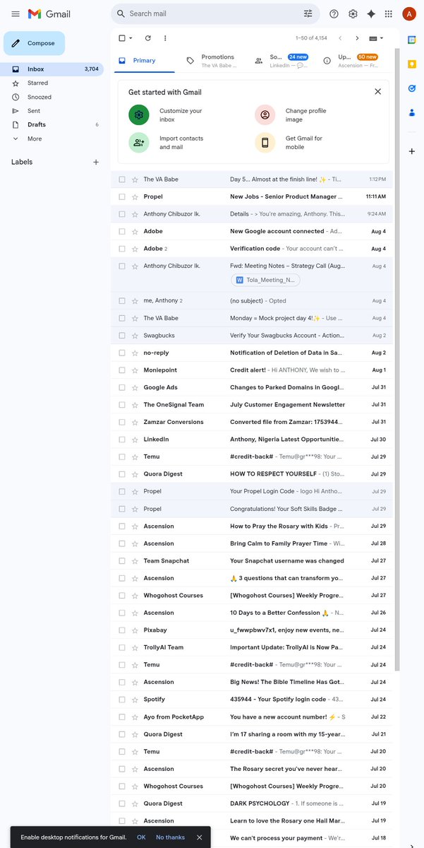 anthxnee_'s tweet image. Inbox management? Say less. Gave my inbox a full VA glow-up — filters, folders, and that clean signature touch. ✨📥
@AlabaUmar_ check this out. I did the thing! 🔥

#MockVAProject Day 5

I also did a little thread below.🙂‍↕️