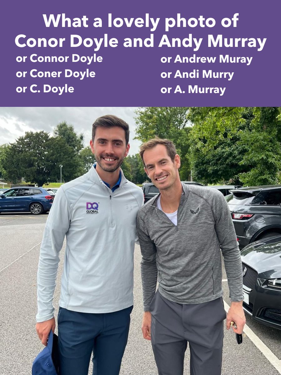 DQ_Global's tweet image. Almost a year ago, Conor saw the Andy Murray while out playing golf and of course, it got us talking... about fuzzy matching.

In your CRM, would they all be picked up as the same person? It’s a small thing but those little differences add up

#FuzzyMatching #DataQuality #CRMData