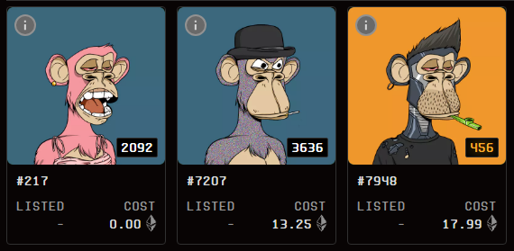 1 hour ago a fresh wallet loaded up some ETH and started buying BAYC's

(Haters will say these are wash trades)

Bought the dress off the floor for 11.95e

13.25e for the Noise

And 17.99e for the Robot

They keep depositing to make each buy... so not sure if more buys are