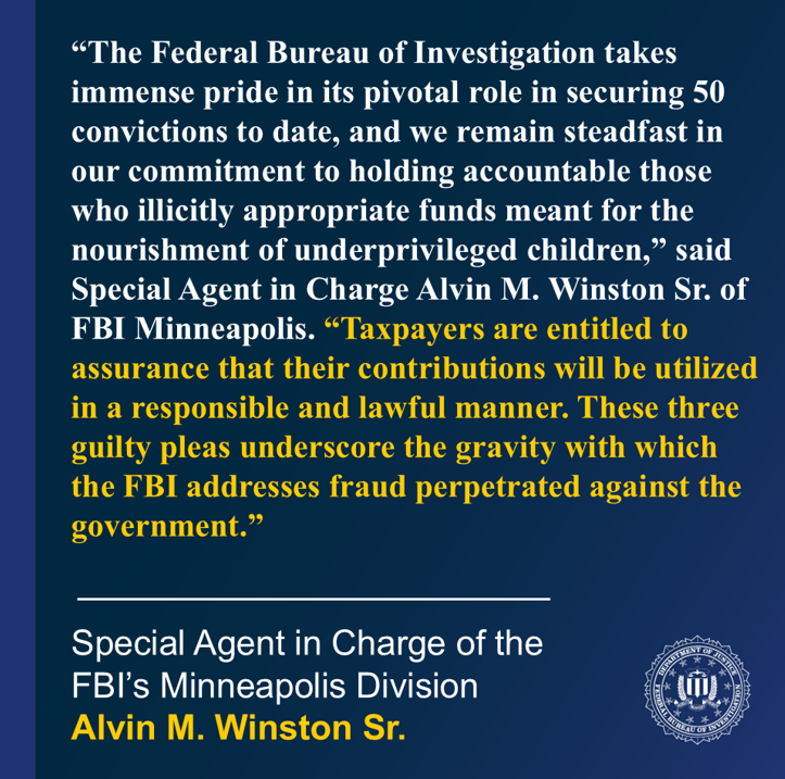 Three More Plead Guilty in Feeding Our Future Fraud Scheme 

Read More: ow.ly/Mpwb50WA0oc