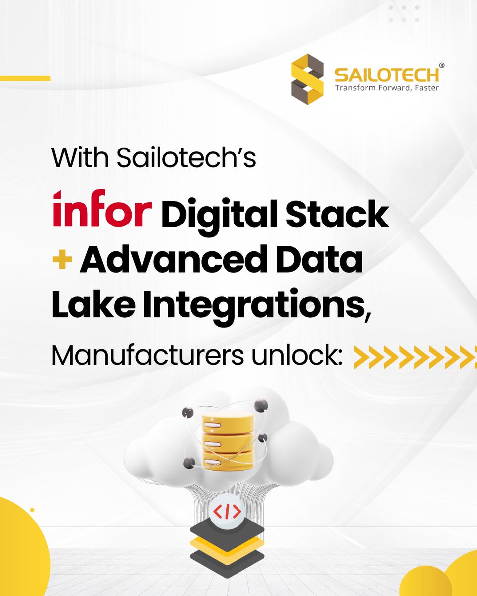 Sailotech's tweet image. By 2026, 98% of #manufacturing leaders expect real-time data to redefine decision-making. But smart factories aren’t just connected—they’re intelligent.
With Sailotech’s #Infor Digital Stack + #advanceddata Lake, they simulate, predict & evolve. #SmartFactory