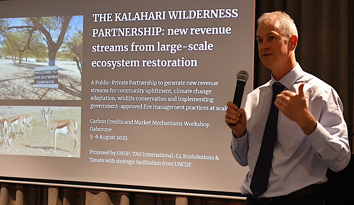 Botswana is going green - and strategic! 🇧🇼

UNDP &amp; Ministry of Environment and Tourism kick off a 2-day #CarbonCredits workshop to unlock climate finance &amp; build market readiness.

🌍 Nature-based solutions ⚡ Renewable energy 💰 Green revenue

#ClimateAction  #CarbonMarkets