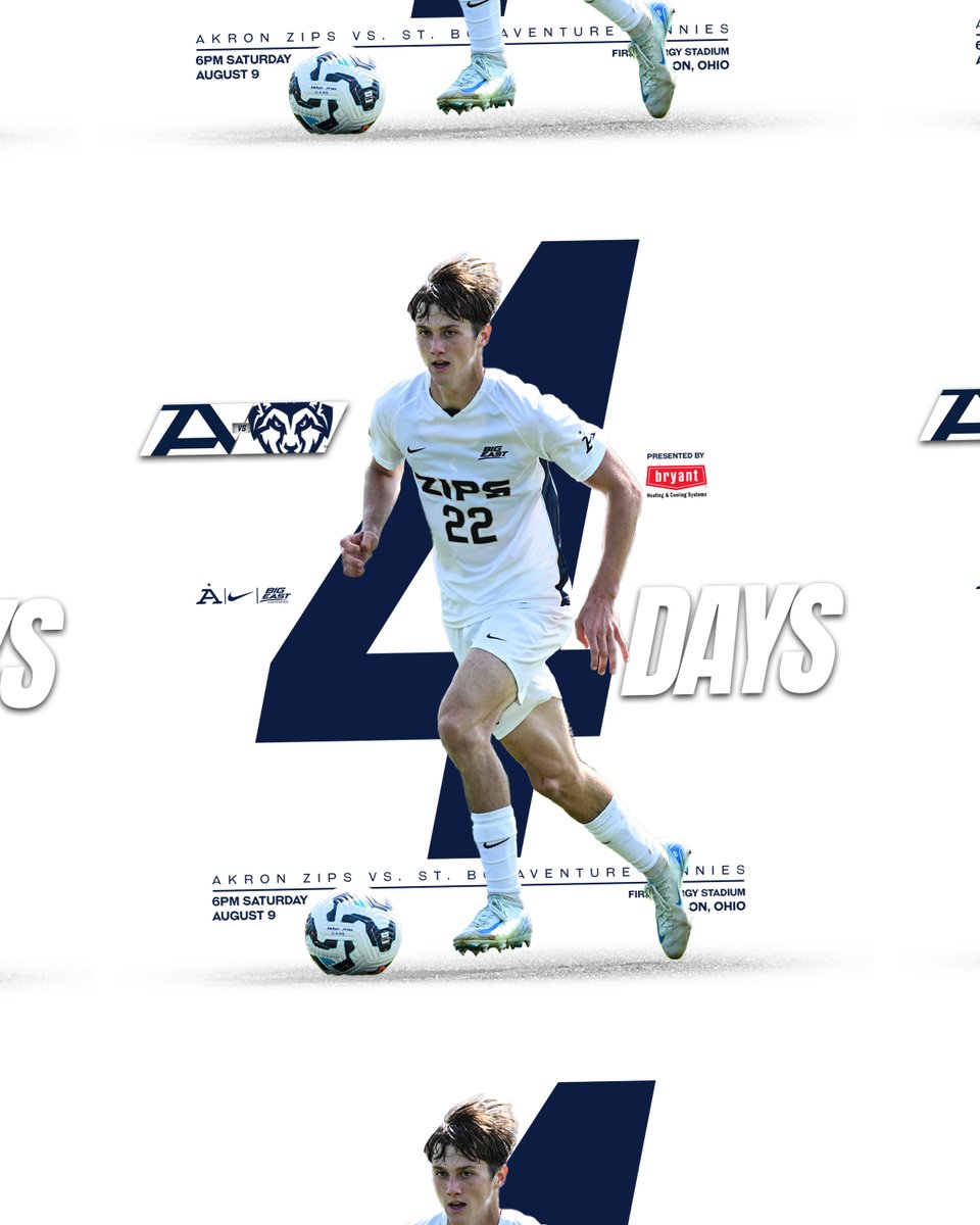 Akron Zips M Soccer (@zipsmsoc) on Twitter photo We're 4 days away from our exhibition opener at FirstEnergy Stadium vs. <a href="/BonniesMSoccer/">Bonnies Men’s Soccer</a> on Saturday (Aug. 9) at 6 pm
#GoZips | #MakeTheClimb | <a href="/ZipsMSoc/">Akron Zips M Soccer</a> 🦘
Buy season and single-game <a href="/ZipsMSoc/">Akron Zips M Soccer</a> 🎟️ now 👉 tinyurl.com/2dz5gqyl We're 4 days away from our exhibition opener at FirstEnergy Stadium vs. <a href="/BonniesMSoccer/">Bonnies Men’s Soccer</a> on Saturday (Aug. 9) at 6 pm
#GoZips | #MakeTheClimb | <a href="/ZipsMSoc/">Akron Zips M Soccer</a> 🦘
Buy season and single-game <a href="/ZipsMSoc/">Akron Zips M Soccer</a> 🎟️ now 👉 tinyurl.com/2dz5gqyl