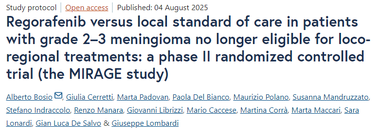 Lombardi Giuseppe (@drlombardigiu) on Twitter photo I am honoured to be leading this Italian, academic trial for patients with meningioma! Thanks to all the Centers involved in this study and neuro-oncology team at Istituto Oncologico Veneto IOV - IRCCS
#meningioma #regorafenib <a href="/martapdn/">Marta Padovan</a> <a href="/AIOMtweet/">AIOM</a>
trialsjournal.biomedcentral.com/articles/10.11… I am honoured to be leading this Italian, academic trial for patients with meningioma! Thanks to all the Centers involved in this study and neuro-oncology team at Istituto Oncologico Veneto IOV - IRCCS
#meningioma #regorafenib <a href="/martapdn/">Marta Padovan</a> <a href="/AIOMtweet/">AIOM</a>
trialsjournal.biomedcentral.com/articles/10.11…