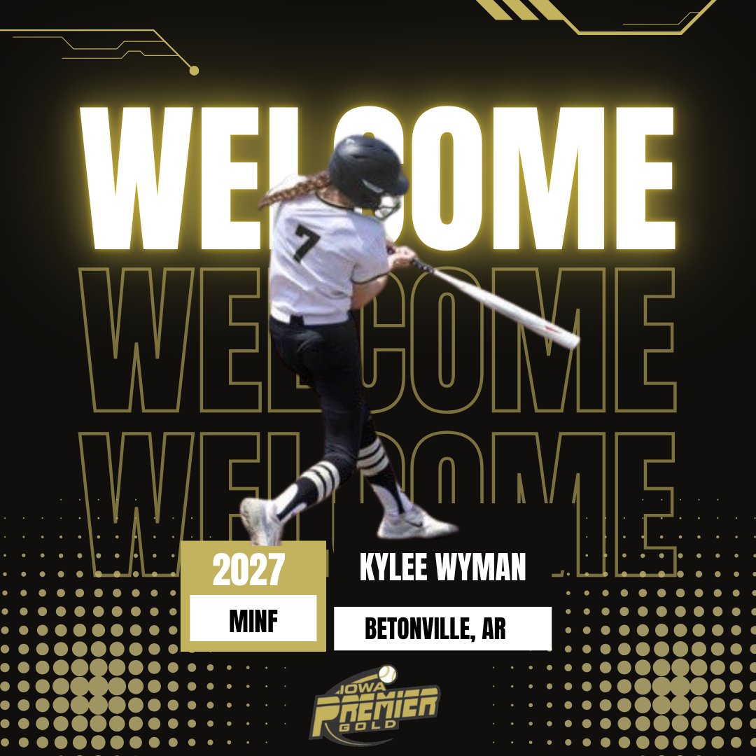 BIG NEWS HERE! 
 In <a href="/Kylee_Wyman2027/">Kylee Wyman</a>...Iowa Premier welcomes one of the BEST 2027 players in all of Arkansas to its 16U National program!  Ky brings big time ball skills to the diamond and we are pumped for her upcoming year!!  #IPFLIFE
🖤💛🖤💛🖤💛🖤💛🖤💛🖤💛🖤