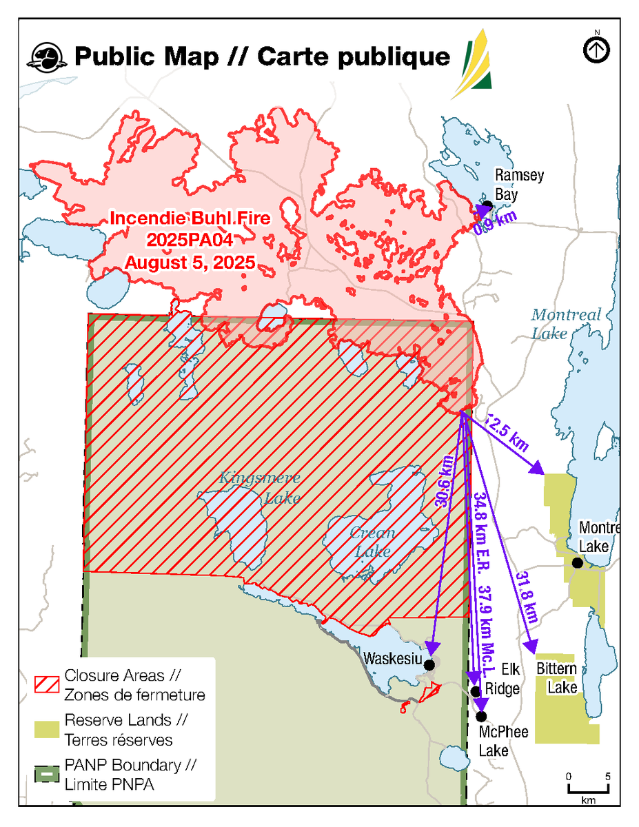 ** BUHL WILDFIRE UPDATE – August 5, 2025 – 12:30 pm CT **
➡️ Stay informed with official sources parks.canada.ca/panp-fire
For the current status of communities impacted by the Buhl Wildfire, refer to the local jurisdiction.