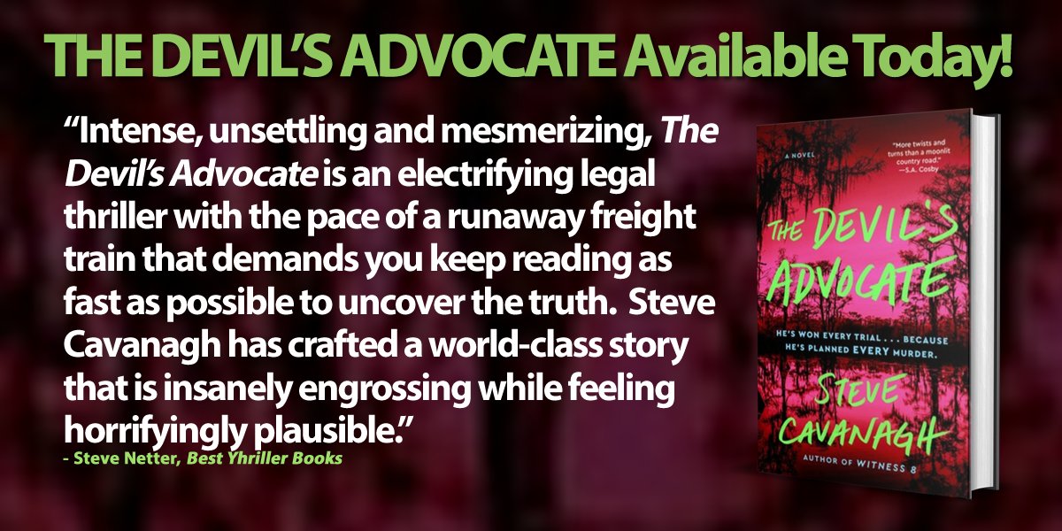 Best Thriller Books (@bestthrillbooks) on Twitter photo THE DEVIL'S ADVOCATE by <a href="/SteveCavanagh_/">Steve Cavanagh</a> (pub. by <a href="/AtriaBooks/">Atria Books</a>) is available today.
Hopefully, you will follow him and buy the book.
Read the team’s review: bestthrillerbooks.com/steve-netter/t… THE DEVIL'S ADVOCATE by <a href="/SteveCavanagh_/">Steve Cavanagh</a> (pub. by <a href="/AtriaBooks/">Atria Books</a>) is available today.
Hopefully, you will follow him and buy the book.
Read the team’s review: bestthrillerbooks.com/steve-netter/t…
