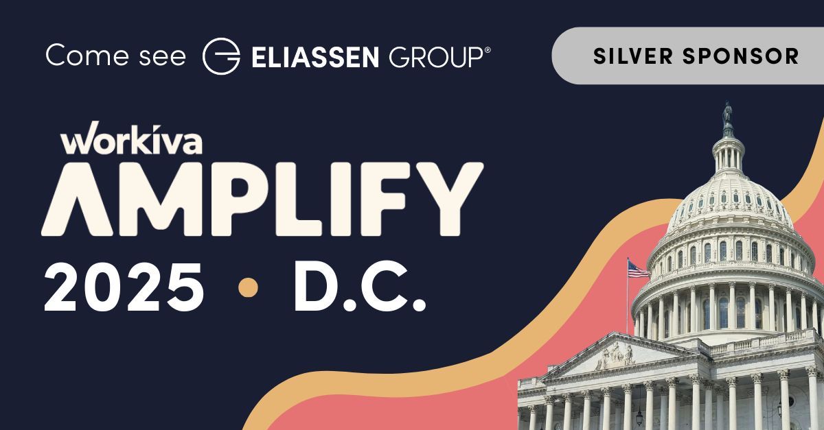Have you registered for Workiva Amplify 2025?
lnkd.in/dgM5x9zy

Eliassen is an Elite Workiva Platform Implementation Partner with deep External Reporting, Sustainability, and Governance, Risk &amp; Compliance expertise.

#Workiva #Amplify2025
