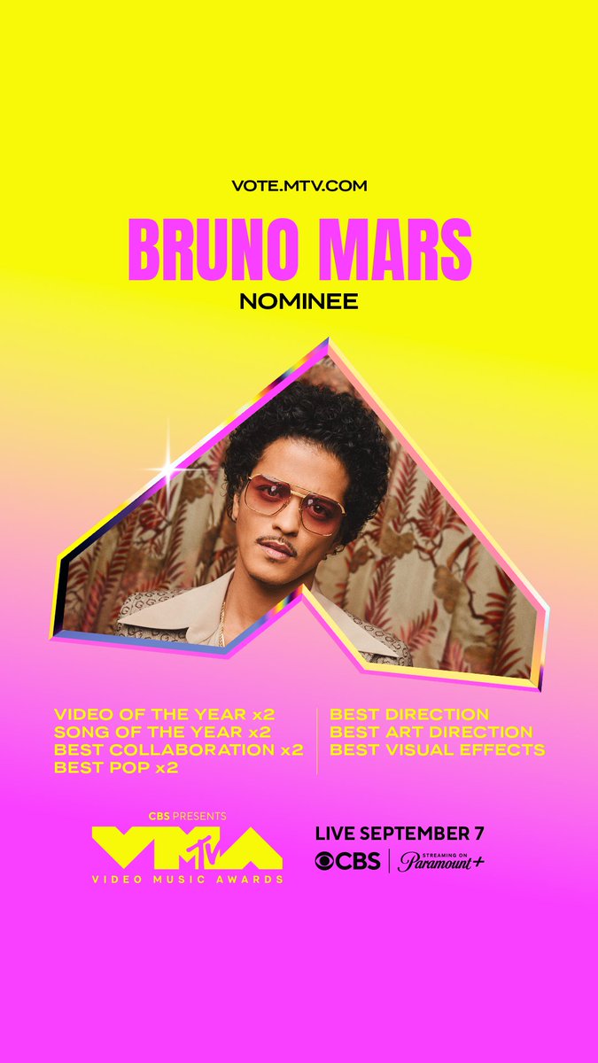 MTV's tweet image. @BrunoMars hiiiii Bruno 👋 congrats on your #VMA nominations! voting is now open at vote.mtv.com!