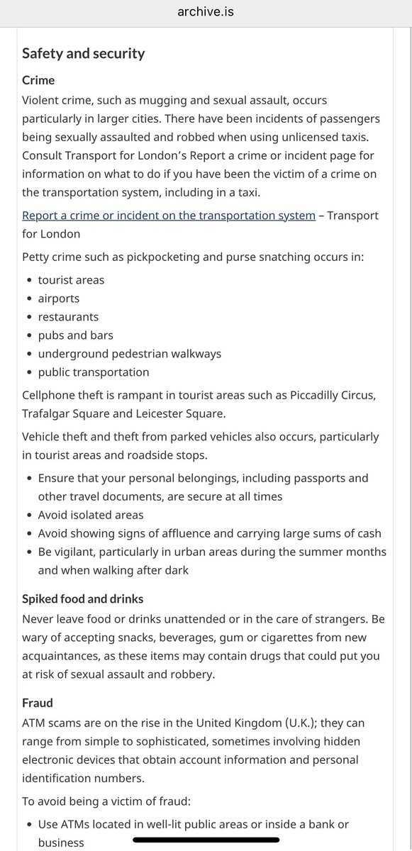 Now the Telegraph tries to claim that the advice around petty crime has increased recently.

However the archives pages from 2020 show the same coverage of petty crime, drink spiking, pickpocketing, fraud etc as it does in 2025.

Nothing has really changed

10/25