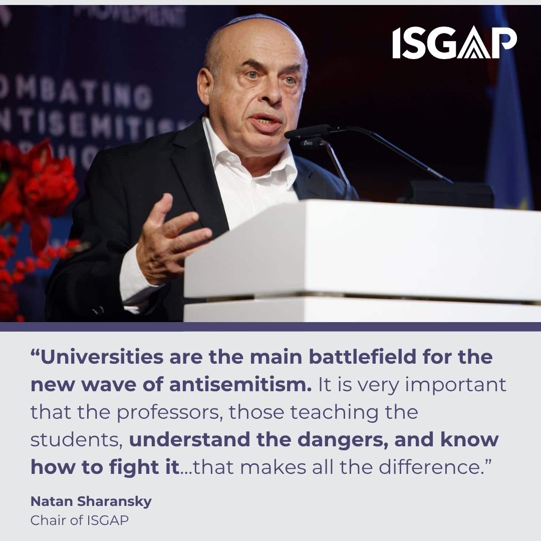 ISGAP's tweet image. “Universities are the main battlefield for the new wave of antisemitism.”

As Chair of ISGAP, Natan Sharansky’s (@natan_sharansky) words guide the mission of the ISGAP-Oxford Summer Institute, equipping scholars to understand the dangers—and know how to fight them.

From July 27…