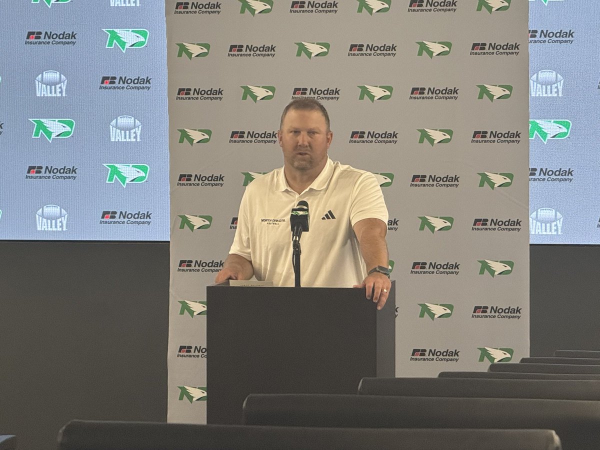 Behind the 📸 from <a href="/UNDfootball/">North Dakota Football</a> media day. 🏈
