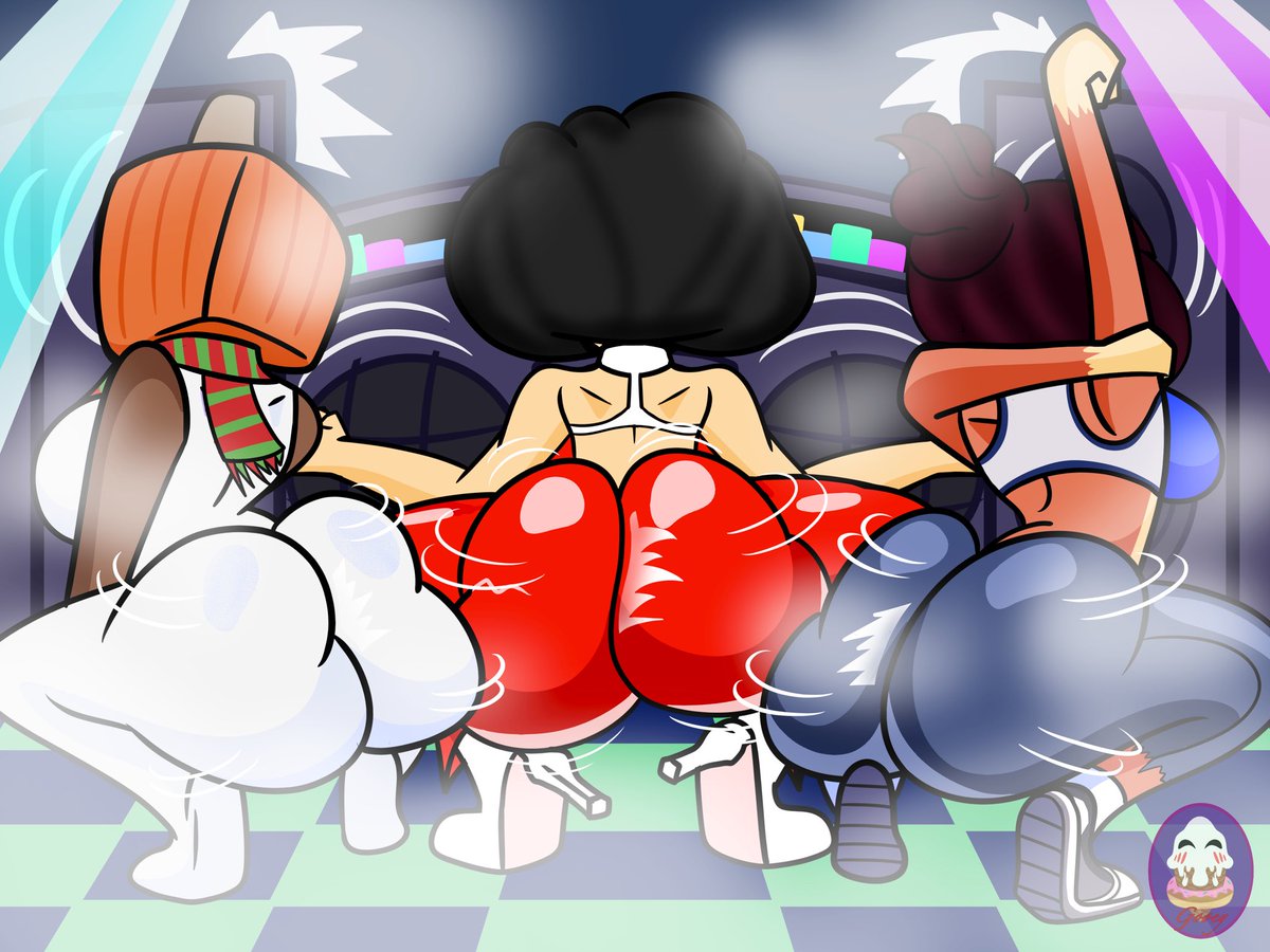 Nightclub out comm done for <a href="/toainsully/">Martianinferno98</a>  featuring his girls ( from left to right ) Galem, Izumi, and Cake breaking it down on the floor.

#nsfwart #thick #nsfw