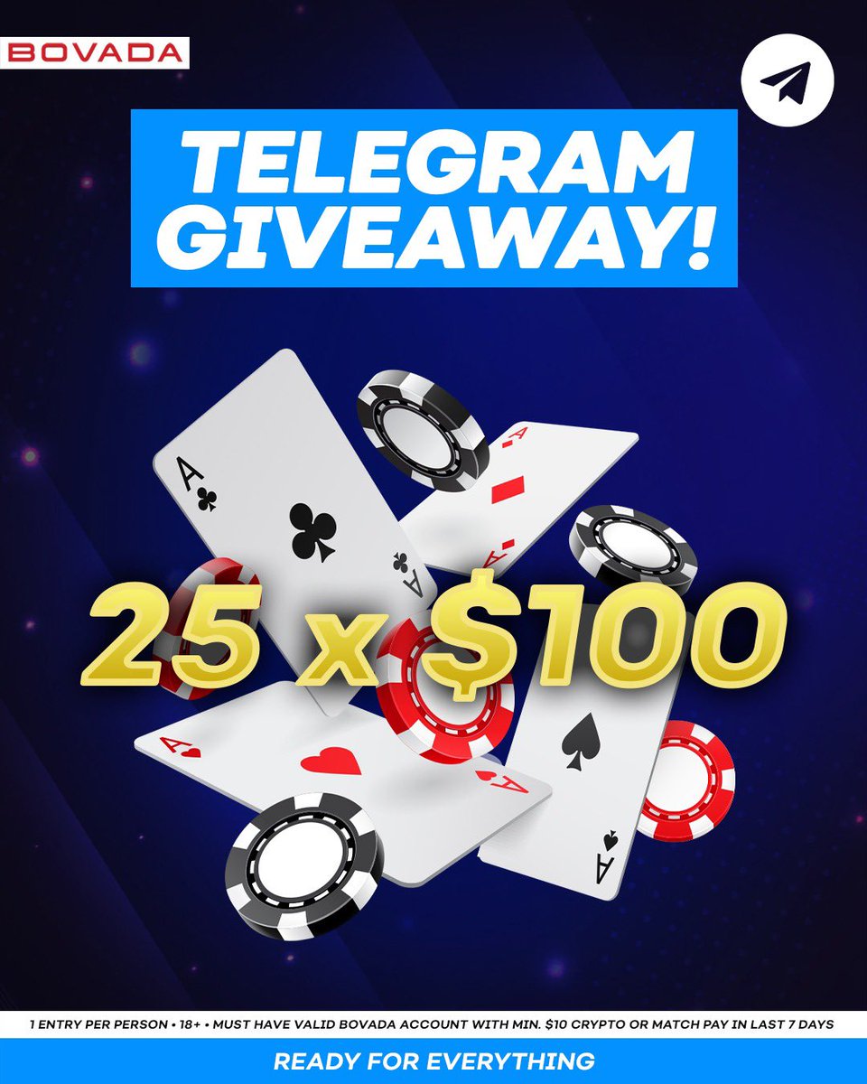We hit 10k subscribers in the Telegram! To celebrate we are giving away $10k over the next four weeks.

We got Twenty-Five $100 crypto bonuses up for grabs to celebrate this milestone! 

- ❤️ + 🔁 + Follow <a href="/Bovada_Casino/">Bovada Casino</a> 
- Drop a 🎰 in the comments 
- Leave a reaction on our