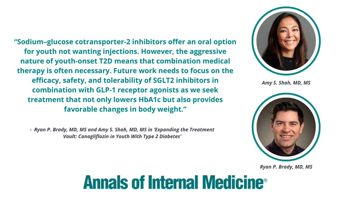Annals of Int Med (@annalsofim) on Twitter photo The number of children with type 2 diabetes will almost quadruple by 2050. In an editorial, Ryan P. Brady, MD, MS and Amy S. Shah, MD, MS of <a href="/CincyChildrens/">Cincinnati Children's</a> discuss the findings of a new study on the efficacy and safety of canagliflozin for children and adolescents with type 2 The number of children with type 2 diabetes will almost quadruple by 2050. In an editorial, Ryan P. Brady, MD, MS and Amy S. Shah, MD, MS of <a href="/CincyChildrens/">Cincinnati Children's</a> discuss the findings of a new study on the efficacy and safety of canagliflozin for children and adolescents with type 2