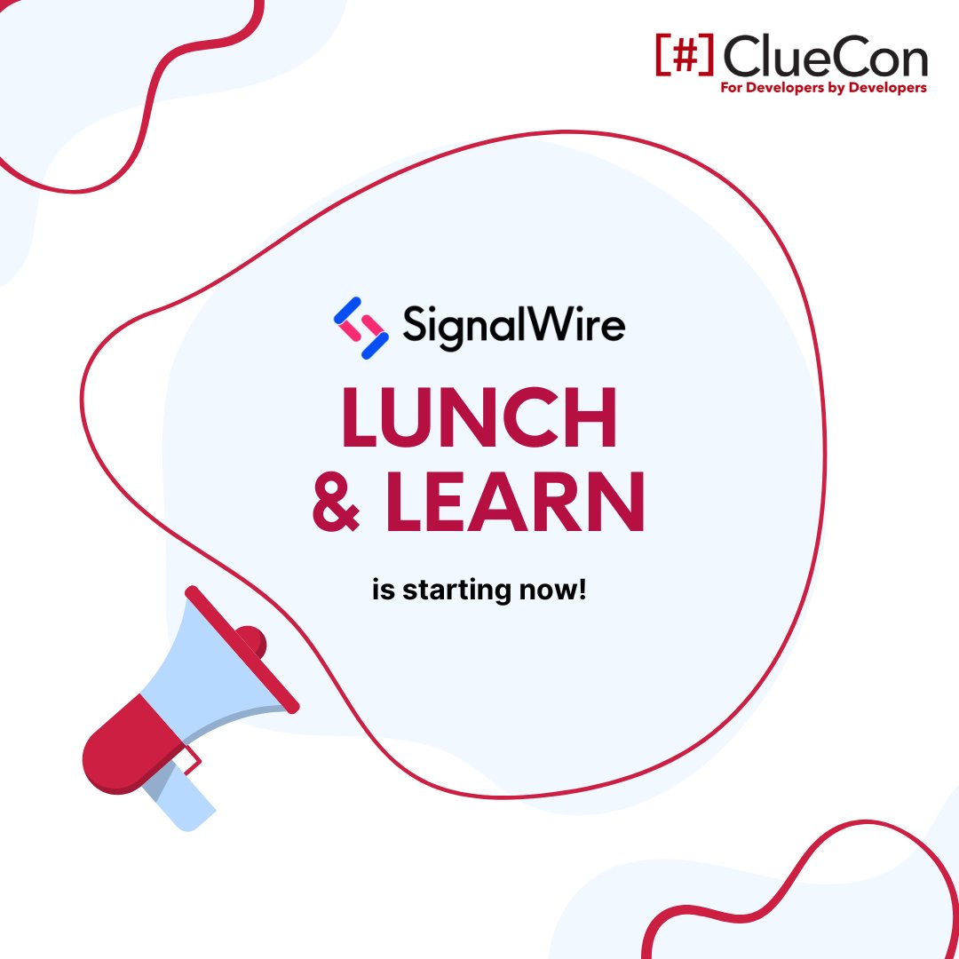 SignalWire's tweet image. The SignalWire Lunch &amp;amp; Learn is in the SignalWire Lounge now!

#cluecon25 #FS20