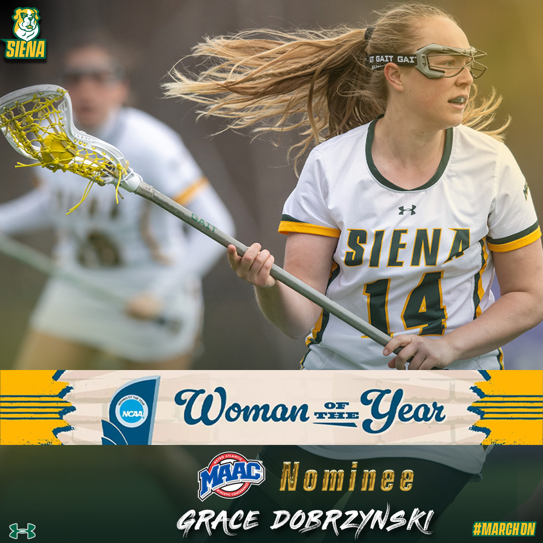 🥍 🏀 📚 🧠 Congratulations to Grace Dobrzynski on becoming the <a href="/MAACSports/">#MAACSports</a> nominee for the <a href="/NCAA/">NCAA</a> Woman of the Year and <a href="/ahniysha/">ahniysha jackson</a> being named a member school nominee! 👏 👏 👏

📰 rb.gy/fa1g7a

#MarchOn x #SienaSaints x #STUDENTAthletes x #BuildingBetterSaints