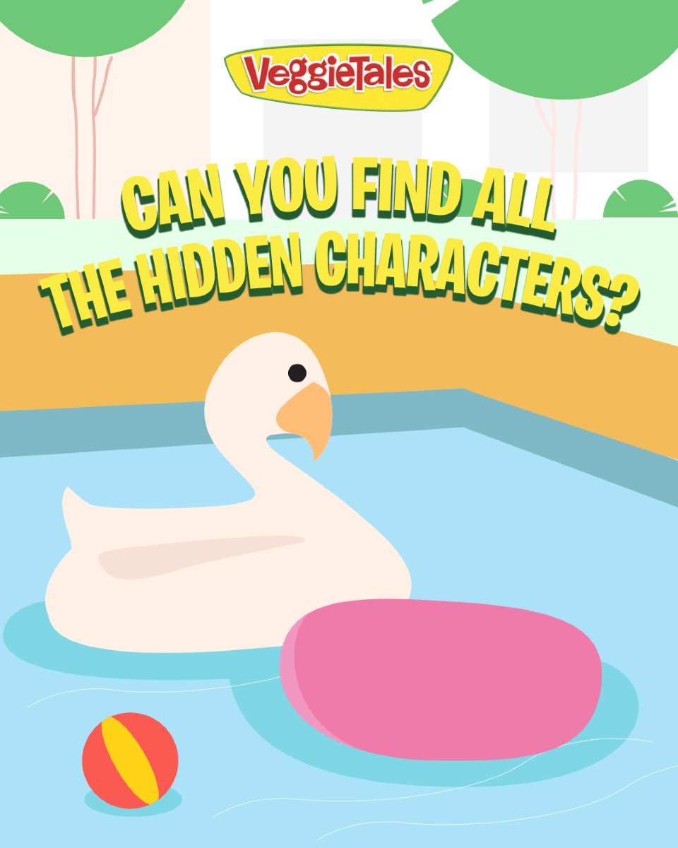 VeggieTales's tweet image. Pool party time — but with a twist! 👀
Can you spot ALL the hidden VeggieTales characters splashing around? 

Drop your answers in the comments and tag a friend to play along! 

#VeggieTales #SummerFun  #PoolPartyChallenge #GodMadeYouSpecial