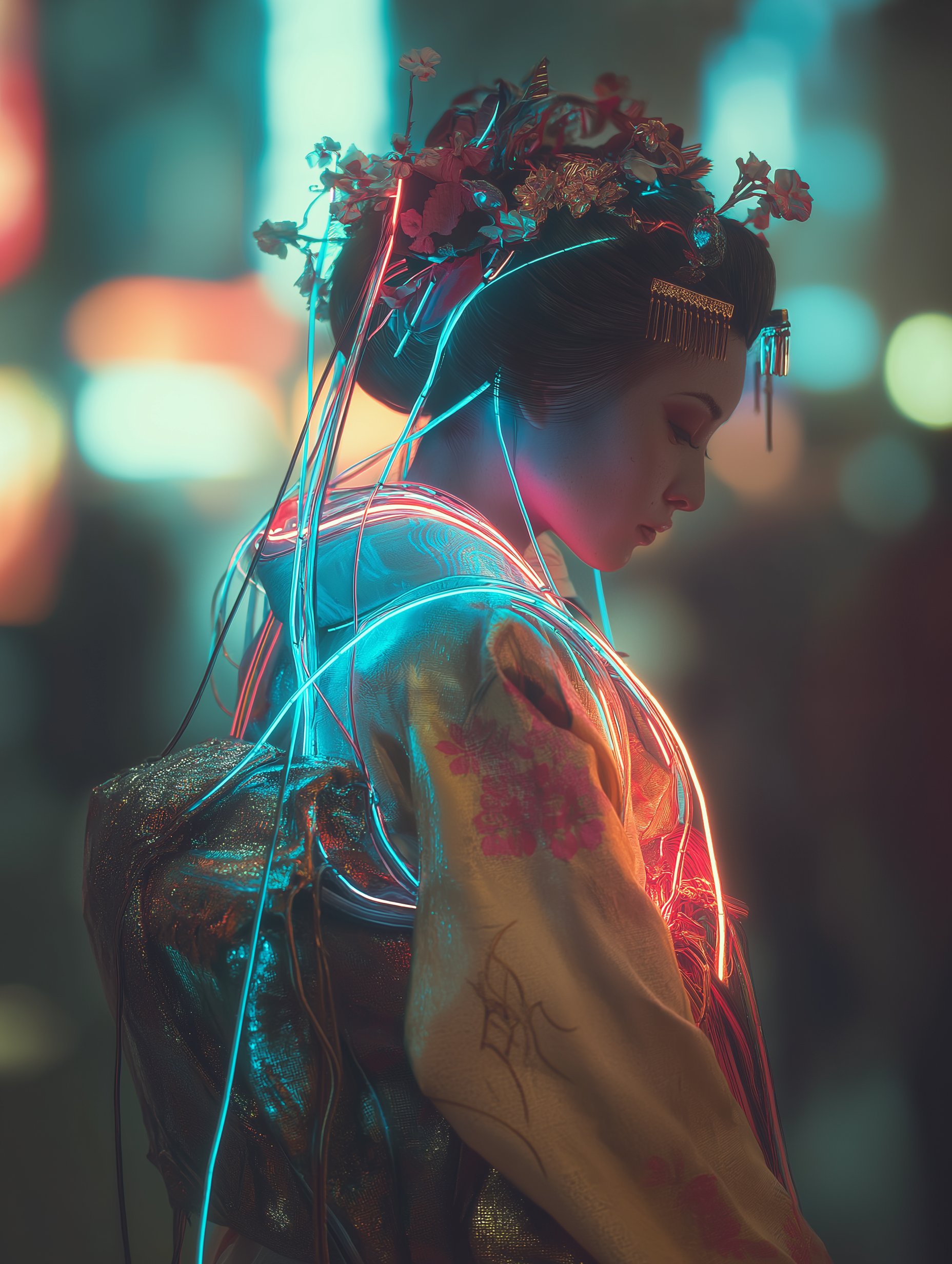 アート・デザイン・音楽 A Girl from Northern Thailand japanese Geisha Girl LED Neon Acrylic Artwork – Ithar Design