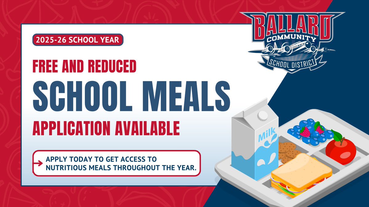 Families are encouraged to complete the free and reduced meals application for the 2025-26 school year! This important form helps ensure eligible students have access to nutritious meals throughout the year. 🍎

Apply here: ballard.k12.ia.us/departments/fo…