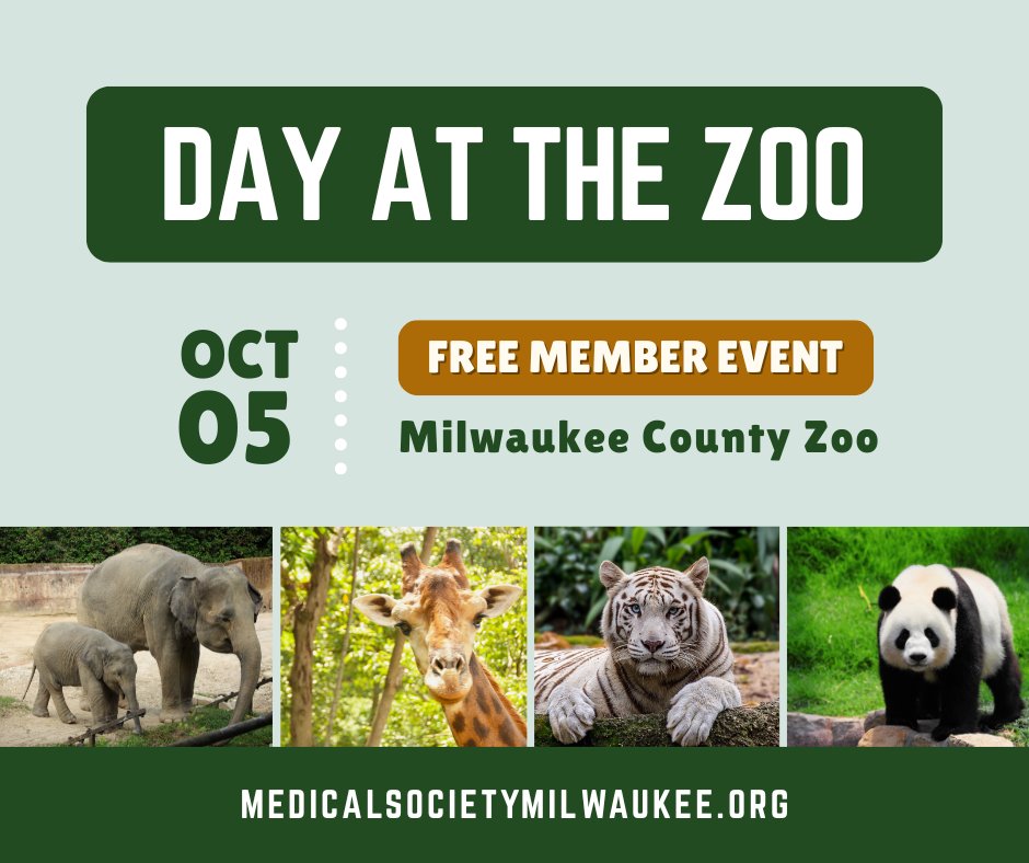 WisMed's tweet image. Bring your family for a fun-filled day at the Milwaukee County Zoo on October 5! This event is FREE for all WisMed members and their families. Learn more and register …dicalsocietymilwaukee.wildapricot.org/event-6128473

@MilwaukeeCoZoo #members #MembershipMatters #physicians #doctors #MedStudents