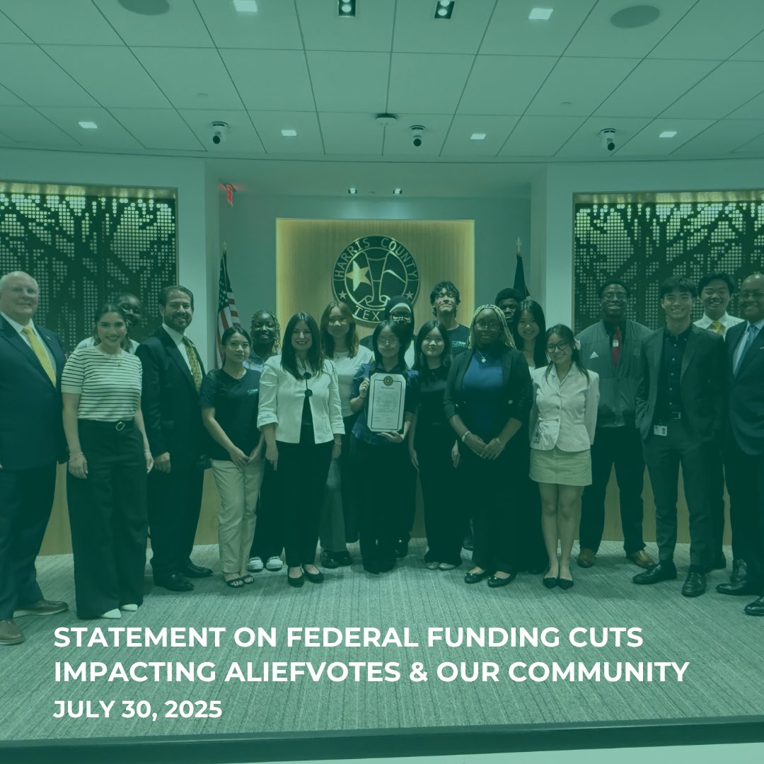 AliefVotes's tweet image. Federal funding cuts are hitting home, here in Alief. 

We’re calling on leaders, funders, and YOU to see the human cost. Help us fight back and build the future Alief deserves! 🌱🗳️

🔗 Support us at bit.ly/aliefvotes-don…
#YouthPower #CivicEngagement #AliefVotes