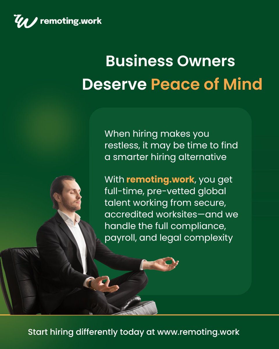 remotingdotwork's tweet image. A good team = peace of mind.

You’re not chasing deadlines, fixing mistakes, or micromanaging.
You’re focused, confident, and building what really matters.

Hire better. Breathe easier.

#remoteteamwork #remoteworkculture #remote #virtualteam #remoteteam #distributedteam