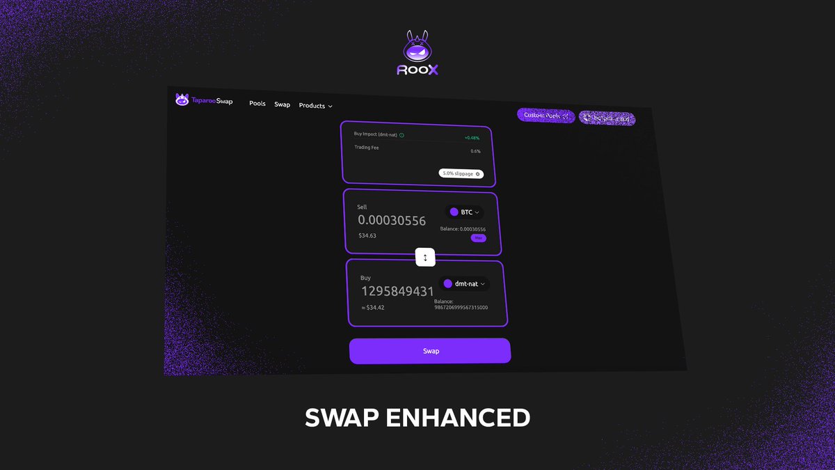 The Swap just got a glow‑up. ⚡🦘
Cleaner design. Smoother flow.

Swap Bitcoin‑native assets faster, cheaper, and smoother than ever — all on L1.
→ swap.taparooswap.com
