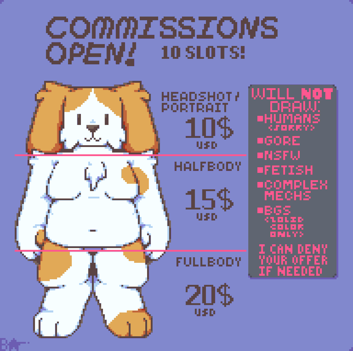 Bellastarz_'s tweet photo. Was told i should advertise Give-Me-Money-and-i-draw-you-somethings here again. Not coming back just here to advertise. prices on the image and dm me on discord for more info about payment and stuff. (+examples)
Discord: bellastarz
#furryart #furry #pixelart https://t.co/tbMyfll78L