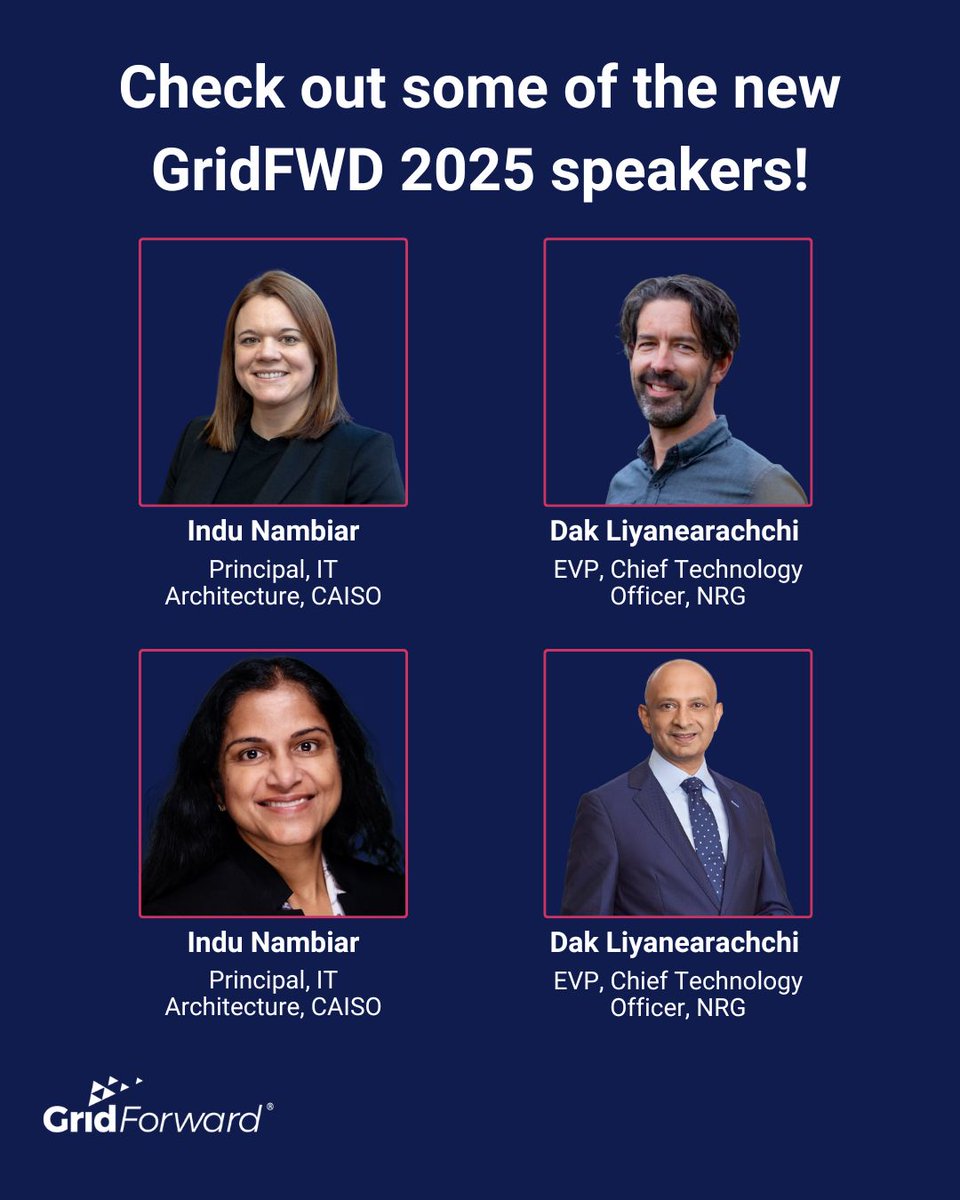 Grid Forward (@gridforward) on Twitter photo #GridFWD 2025 has an exciting lineup of speakers to discuss #AI, #datacenters, and the future of the #grid. We have new speakers from <a href="/SouthernCompany/">Southern Company</a>, Cloverleaf Infrastrucutre, <a href="/California_ISO/">California ISO</a>, @NRGenergy, and so many more!
Register today: gridforward.org/conference/gri… #GridFWD 2025 has an exciting lineup of speakers to discuss #AI, #datacenters, and the future of the #grid. We have new speakers from <a href="/SouthernCompany/">Southern Company</a>, Cloverleaf Infrastrucutre, <a href="/California_ISO/">California ISO</a>, @NRGenergy, and so many more!
Register today: gridforward.org/conference/gri…
