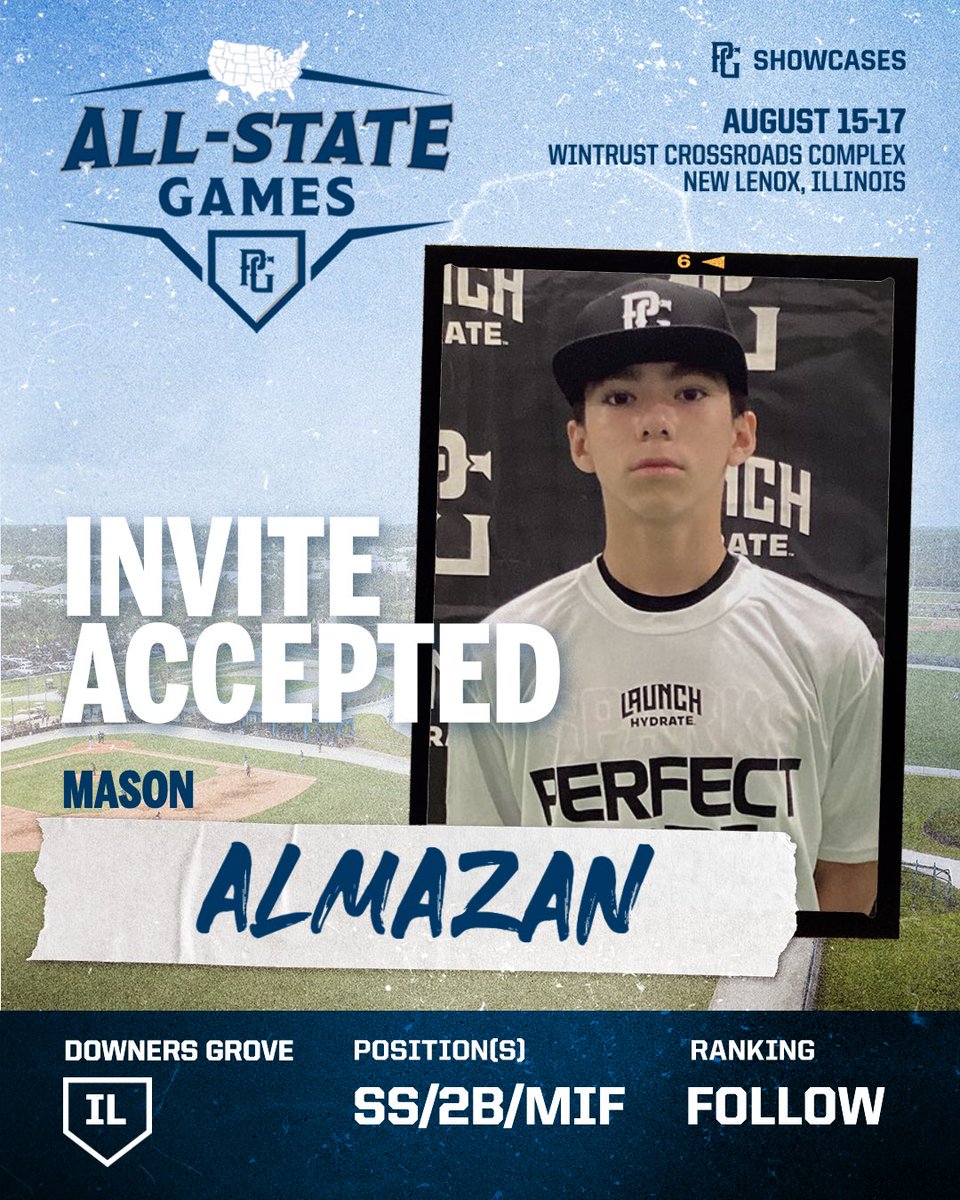 Perfect Game Illinois (@pg_illinois) on Twitter photo ๐จINVITE ACCEPTED๐จ
Mason Almazan (IL) has accepted his invitation to head to the 2025 PG Great Lakes All-State Games in New Lenox, IL! ๐ฅ
<a href="/PGShowcases/">PG Showcases</a> <a href="/PerfectGameUSA/">Perfect Game USA</a> ๐จINVITE ACCEPTED๐จ
Mason Almazan (IL) has accepted his invitation to head to the 2025 PG Great Lakes All-State Games in New Lenox, IL! ๐ฅ
<a href="/PGShowcases/">PG Showcases</a> <a href="/PerfectGameUSA/">Perfect Game USA</a>