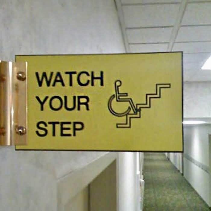 Accessibility Level: Expert Mode Unlocked. 🧠♿
When life gives you stairs... in a wheelchair-accessible hallway.
Thanks for the heads-up, gravity! 🫣

#WatchYourStep #WheelchairFails #AccessibilityMatters #InclusiveDesign #DisabilityHumor #DarkHumor #WTFDesign #AccessDenied
