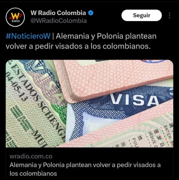 🇨🇴🚨🚨🚨 URGENTE:

🇩🇪 Alemania y 🇵🇱 Polonia exigirán visa a los colombianos.

Otro logro de GUSTAVO PETRO!!