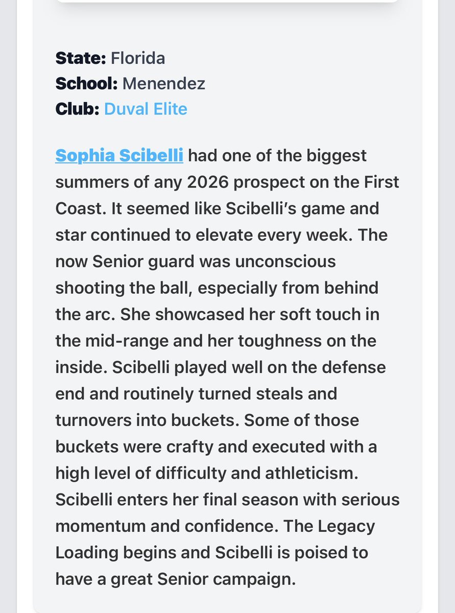 Sophia Scibelli (@sophiascibelli) on Twitter photo Thankyou <a href="/hunterkeithl/">Keith Catfish Hunter</a> & <a href="/PGHFlorida/">Prep Girls Hoops Florida</a> it has been an amazing ride but we aren’t finished yet Hope to see you at Menendez HS when we win Districts! #commited #staYHungry Thankyou <a href="/hunterkeithl/">Keith Catfish Hunter</a> & <a href="/PGHFlorida/">Prep Girls Hoops Florida</a> it has been an amazing ride but we aren’t finished yet Hope to see you at Menendez HS when we win Districts! #commited #staYHungry