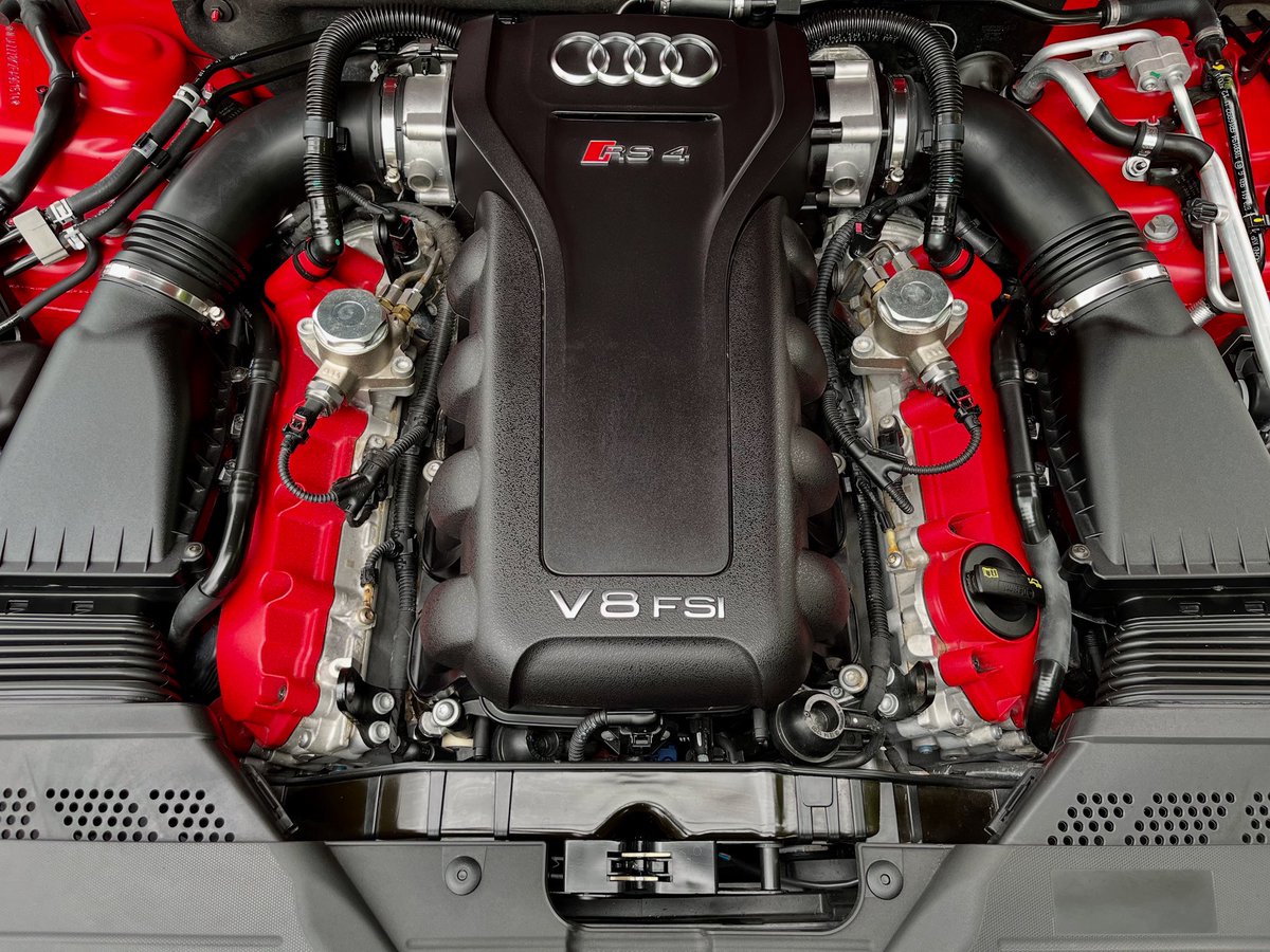 4.2 V8 perfection — One of Audi’s finest 

Sitting at the heart of the B8 RS4 is the naturally aspirated 4.2 litre FSI V8 pushing out 450 PS &amp; 430 Nm of torque. No turbos, no nonsense — Just pure mechanical soul wrapped in Quattro confidence.

#audi #rs4 #nutleysportsprestige