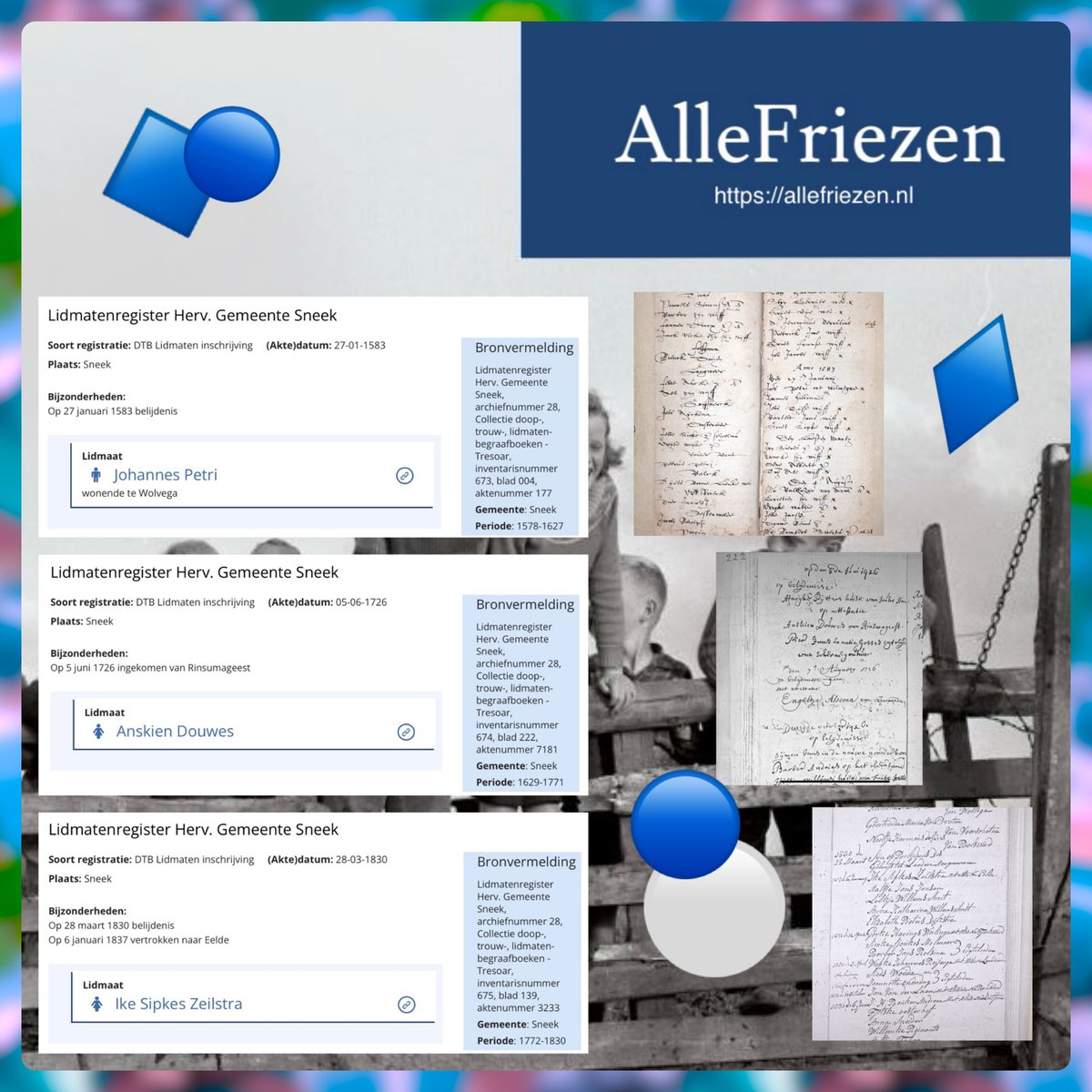 Dankzij het werk van de vrijwilligers van de stichting FAF hebben we deze week kunnen toevoegen op AlleFriezen.nl de lidmaten van de Hervormde Gemeente Sneek, periode 1578-1830 met totaal ca. 13.000 inschrijvingen en 14.000 personen.
#stamboomonderzoek #genealogie