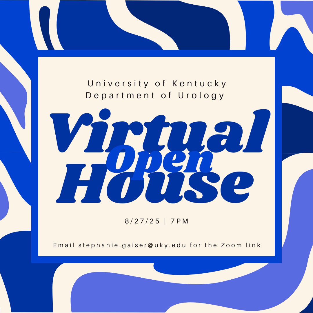 University of Kentucky Urology Residency Program (@ukyurology) on Twitter photo 🚨Attention all 2026 applicants🚨
Come hang out with us, and learn more about our program, UK, and Lexington on August 27th. Email Stephanie.gaiser@uky.edu for the Zoom link. We are excited to meet you all! 🚨Attention all 2026 applicants🚨
Come hang out with us, and learn more about our program, UK, and Lexington on August 27th. Email Stephanie.gaiser@uky.edu for the Zoom link. We are excited to meet you all!