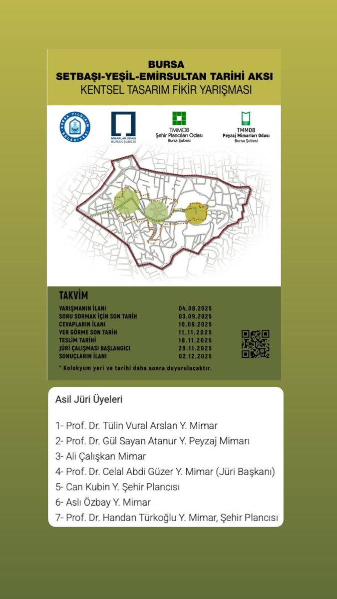 Bursa / Setbaşı, Yeşil, Emirsultan Tarihi Aksı Kentsel Tasarım Yarışması...