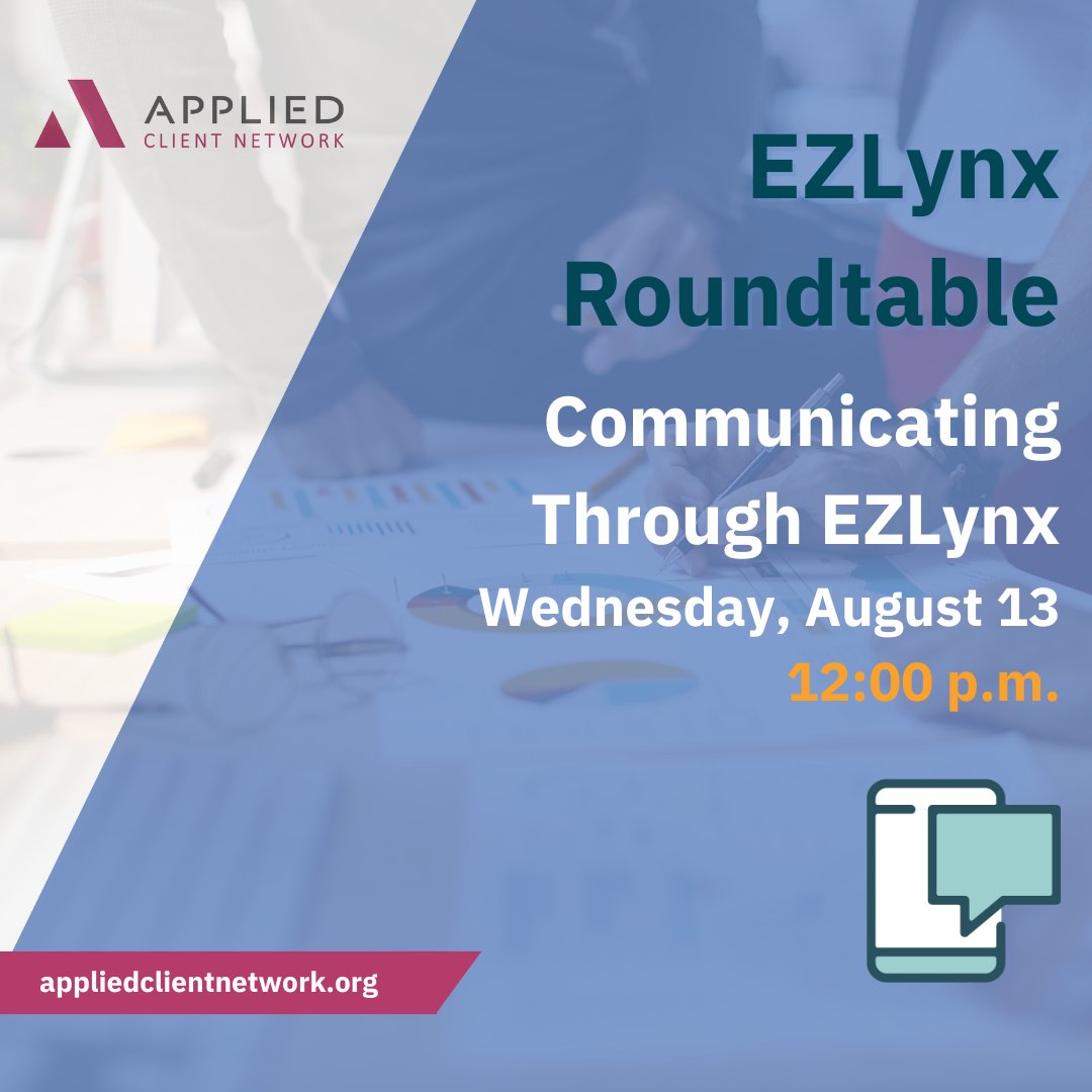 New! Roundtable: Communicating Through EZLynx takes place at 12 p.m. CT on August 13. Join fellow EZLynx users and industry peers Amanda Crawford, Jake Ferrara and Elizabeth Spence for a live, interactive discussion designed for smaller agencies.  learning.appliedclientnetwork.org/products/round…