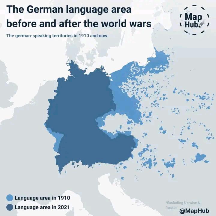 🗣️ The German language area before and after the world wars.