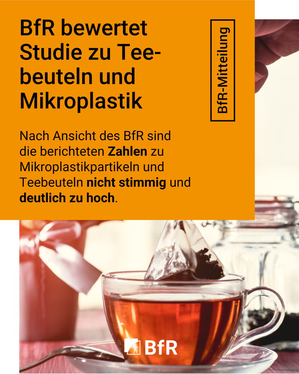 Gesundheitliche Beeinträchtigungen durch Mikroplastik in Teebeuteln sind nach derzeitigem Stand des Wissens nicht zu erwarten.

Zur Mitteilung: bfr.bund.de/mitteilung/bfr…