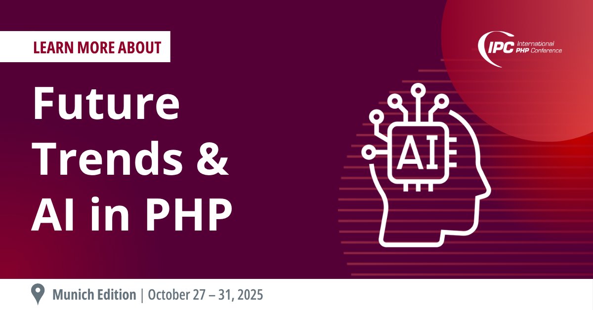 phpconference's tweet image. What’s next for PHP? 🔮

The Future Trends &amp;amp; AI in PHP track at #IntPHPcon dives into:
🧠 Voice-controlled LLMs
⚙️ Real-time APIs &amp;amp; tool calling
🌐 WebAssembly in PHP
🤖 AI-generated code &amp;amp; UIs

🎟️ phpconference.com/trends-gen-ai/…