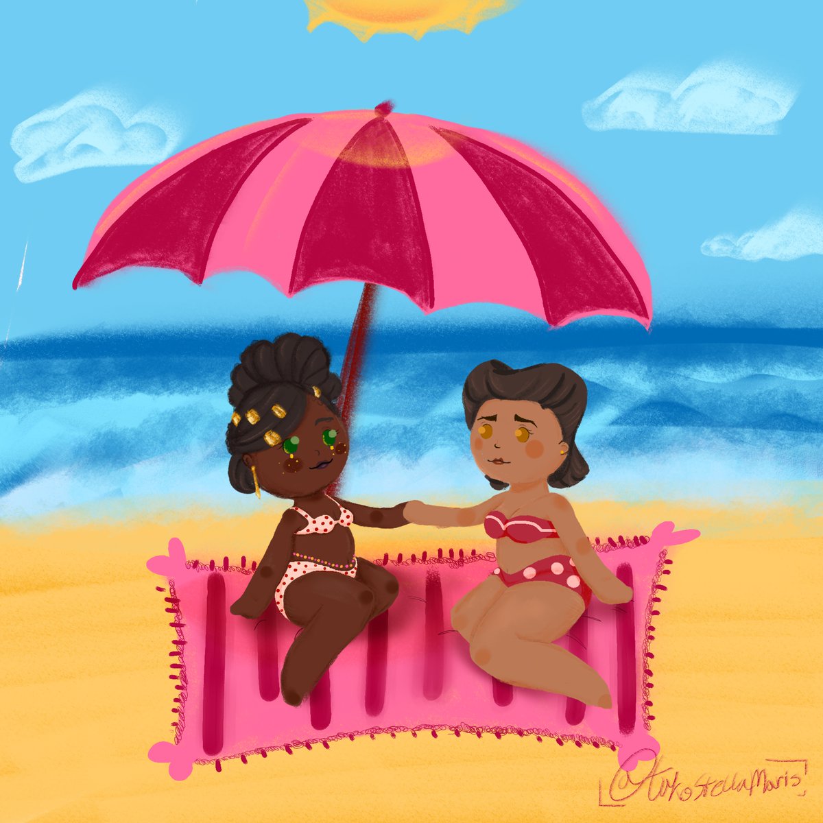 dreamermimer's tweet photo. (A very late) Day 7: Free day 🧡🩷

A day off at the beach 🏖️
#MeloraWeek #MeloraWeek2025 #Melora #MelMedarda #Elora https://t.co/fcwCF8275P